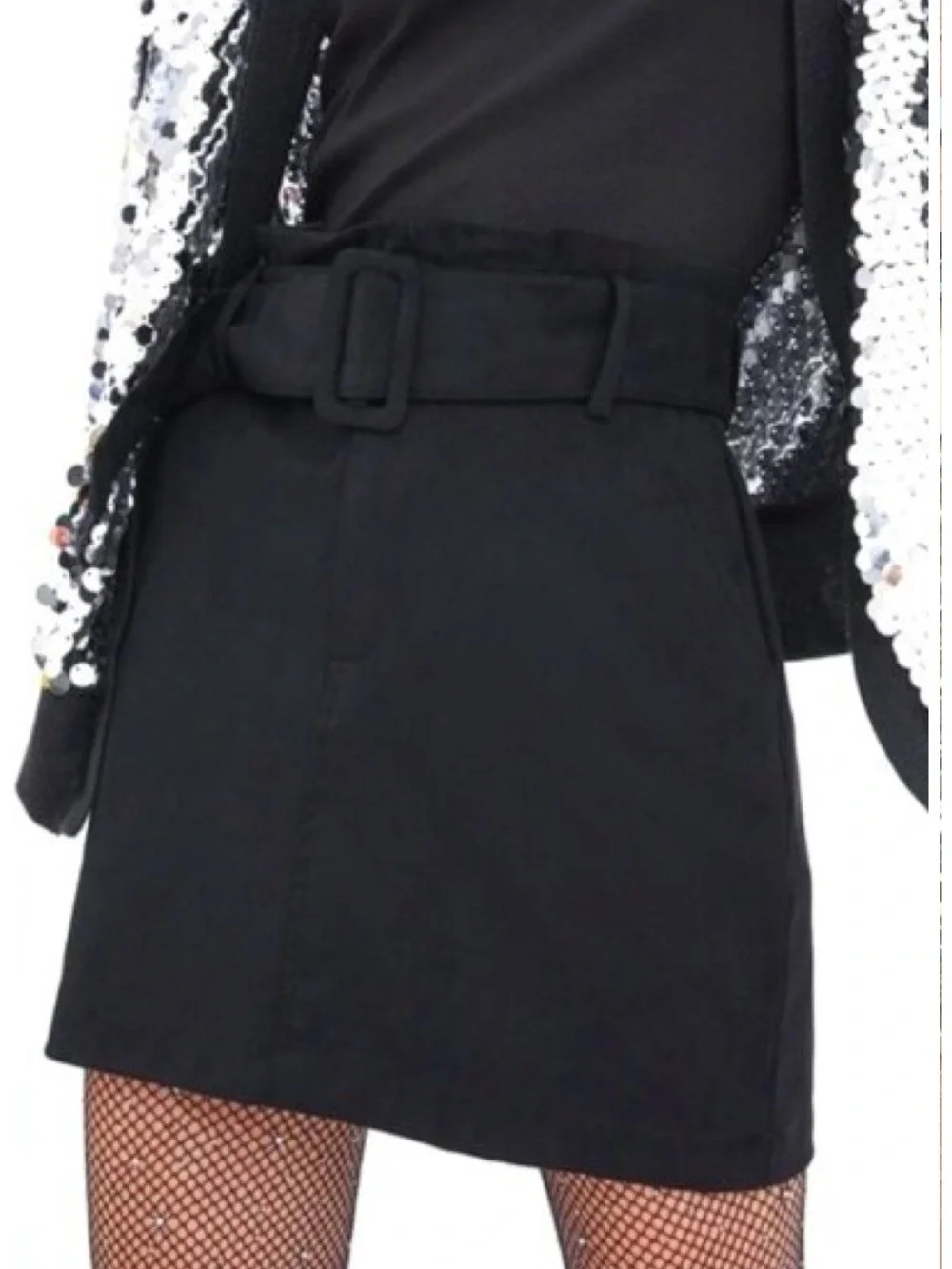 Zara Trafaluc Faux Suede Paperbag Waist Belted Mini Skirt In Black Size M EUC
